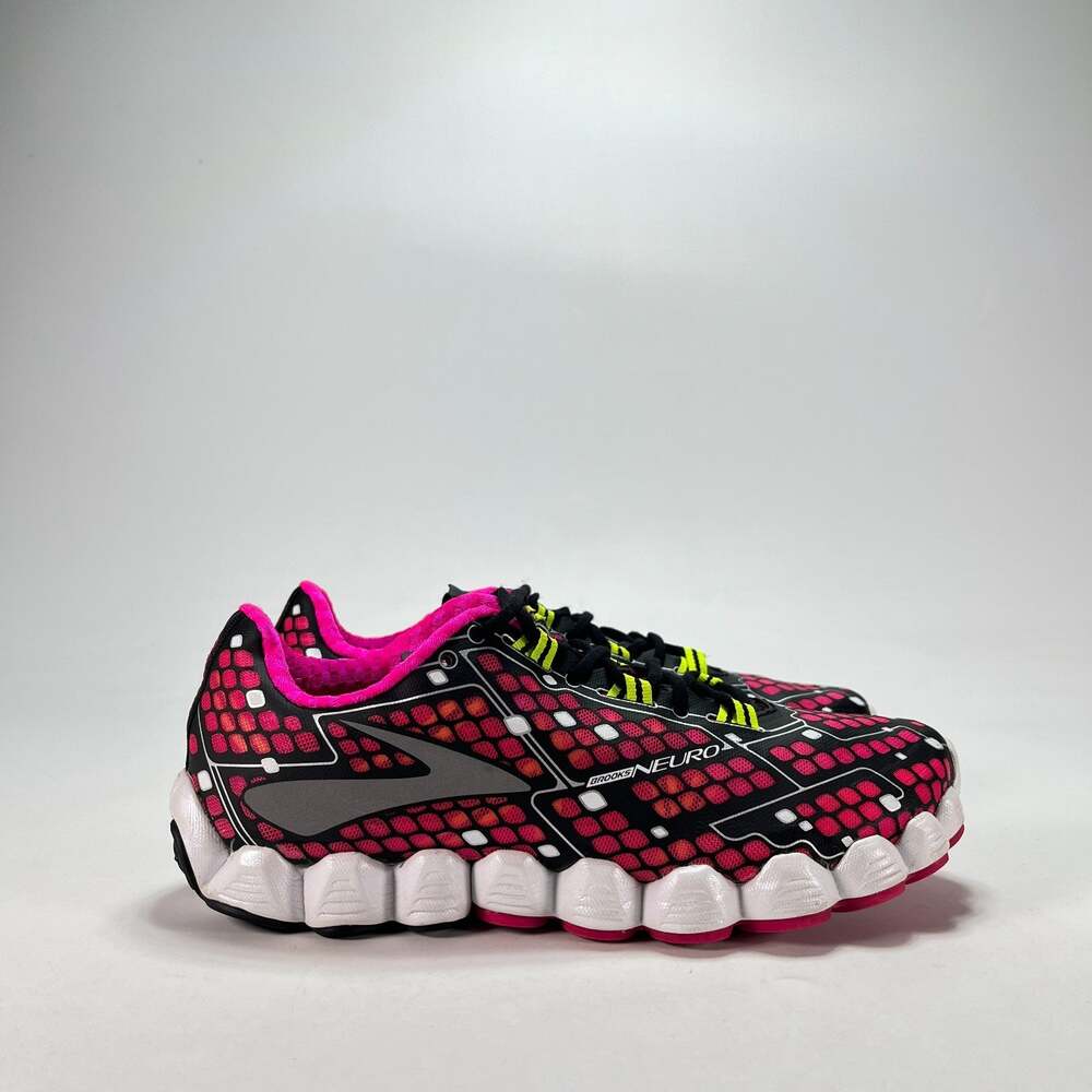 Brooks Neuro Pink Glo Black Nightlife Lace Up Running Shoes Women's Size 8.5